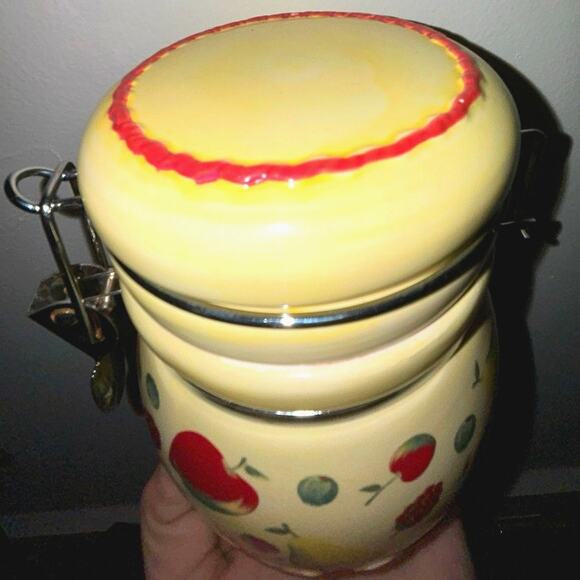 Vintage Fruit Pale Yellow Ceramic Canister - Picture 5 of 5